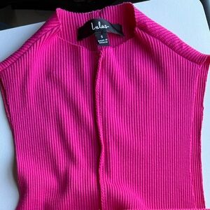 Women’s Ribbed Sleeveless Bodysuit in Hot Pink